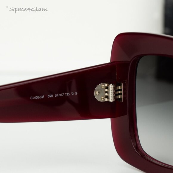 BRAND NEW Celine CL40263F 69B Shiny Bordeaux Gradient Smoke Geometric Sunglasses - Picture 6 of 8